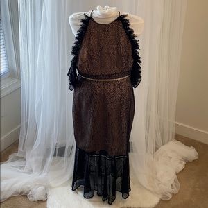 Medium, Black & tan Long fringed dress